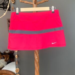 Nike Women's Bright Pink Tennis Skirt with Gray Stripe